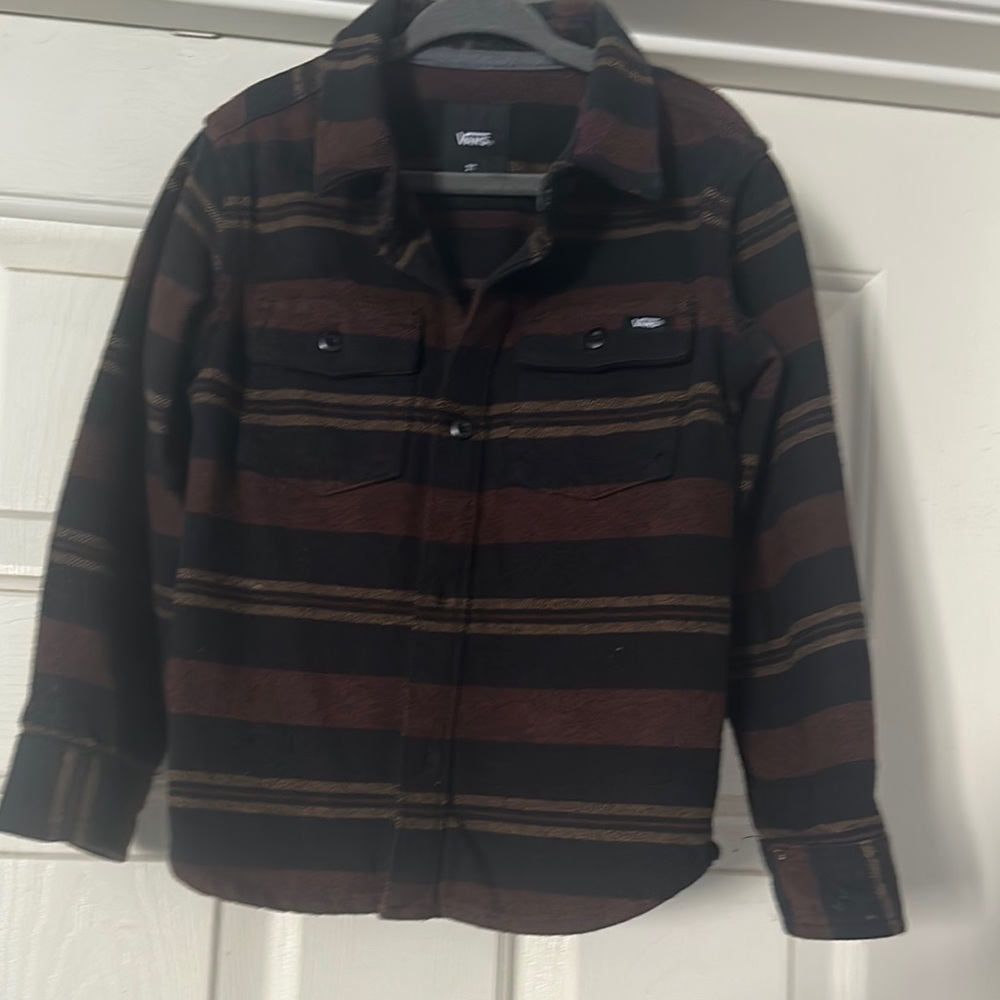 Vans Black and Brown Striped Shirt Jacket